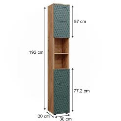 Vicco Armoire de salle de bain Vert/force de lor Chêne 30x192cm