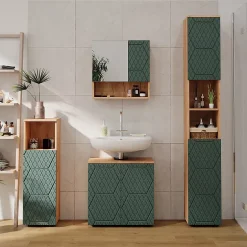 Vicco Armoire de salle de bain Vert/force de lor Chêne 30x192cm