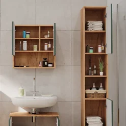 Vicco Armoire de salle de bain Vert/force de lor Chêne 30x192cm