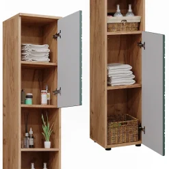 Vicco Armoire de salle de bain Vert/force de lor Chêne 30x192cm
