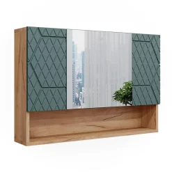 Vicco Armoire de salle de bain avec miroir Vert/force de lor Chêne 80.1x55cm