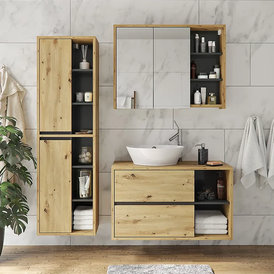 Vicco Armoire de salle de bain Chêne Artisan 50x170cm* Colonne De Salle De Bains