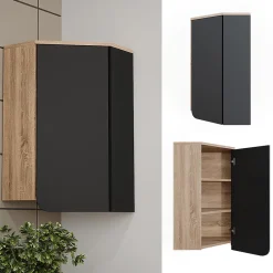 Vicco Armoire de salle de bain Anthracite 50x75cm avec porte et compartiments ouverts* Armoire De Salle De Bains