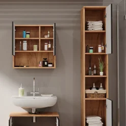 Vicco Armoire de salle de bain Anthracite avec structure en nid dabeille 30x192cm