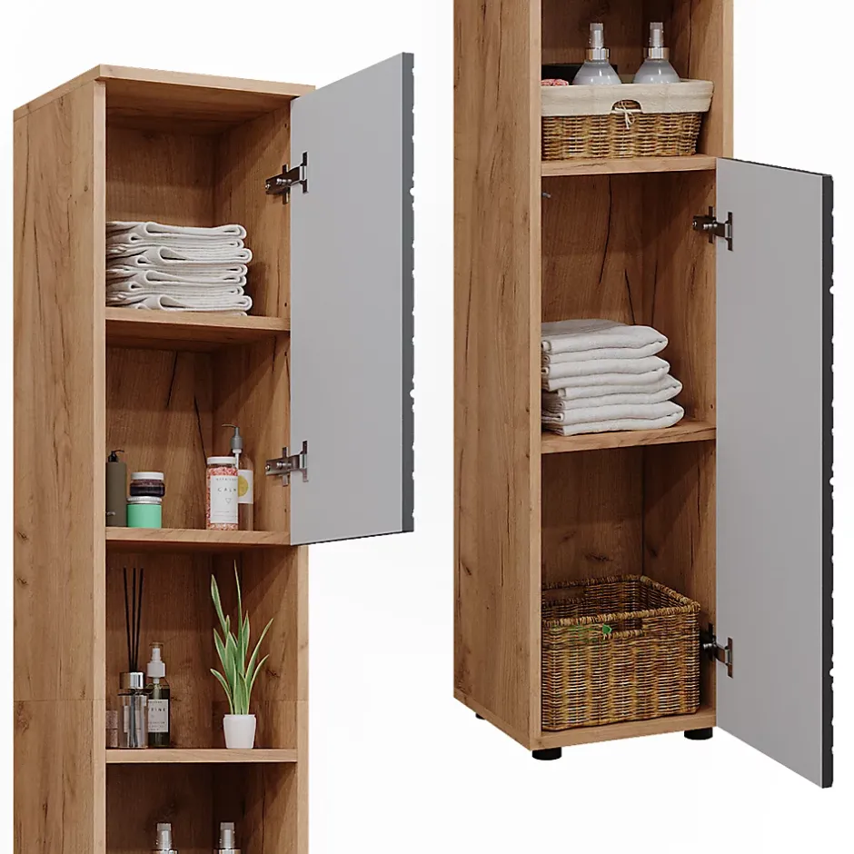 Vicco Armoire de salle de bain Anthracite avec structure en nid dabeille 30x192cm
