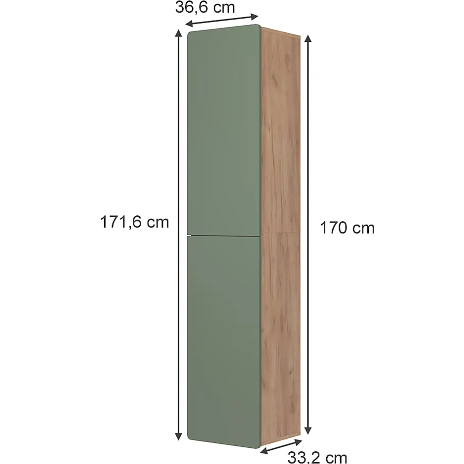 Vicco Armoire de salle de bain Vert/force de lor Chêne 36.6x171.6cm