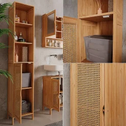Vicco Armoire de salle de bain Bambou 30x170cm* Colonne De Salle De Bains