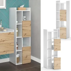 Vicco Armoire de salle de bain Blanc 36x117cm avec 2 tiroirs