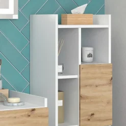 Vicco Armoire de salle de bain Blanc 36x117cm avec 2 tiroirs