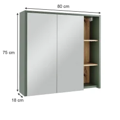 Vicco Armoire de toilette Vert/Artisan 80x75cm avec des étagères ouvertes* Armoire De Toilette
