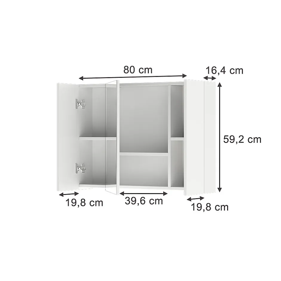 Vicco Armoire de toilette Blanc 80x59.2cm avec des étagères