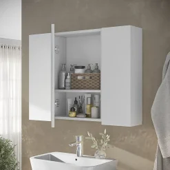 Vicco Armoire de toilette Blanc 80x59.2cm avec des étagères