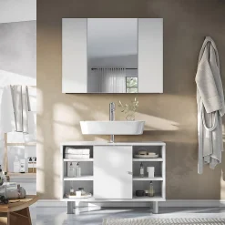 Vicco Armoire de toilette Blanc 80x59.2cm avec des étagères