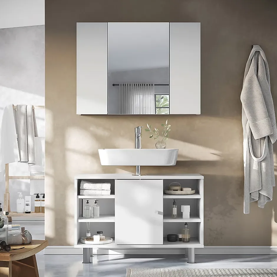 Vicco Armoire de toilette Blanc 80x59.2cm avec des étagères