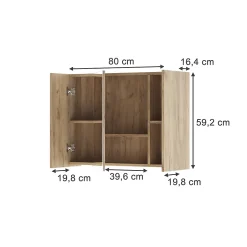 Vicco Armoire de toilette Chêne de force doré 80x59.2cm avec des étagères* Armoire De Toilette