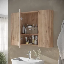Vicco Armoire de toilette Chêne de force doré 80x59.2cm avec des étagères* Armoire De Toilette
