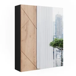 Vicco Armoire de toilette avec miroir Anthracite/chêne doré 60x75cm* Armoire De Toilette