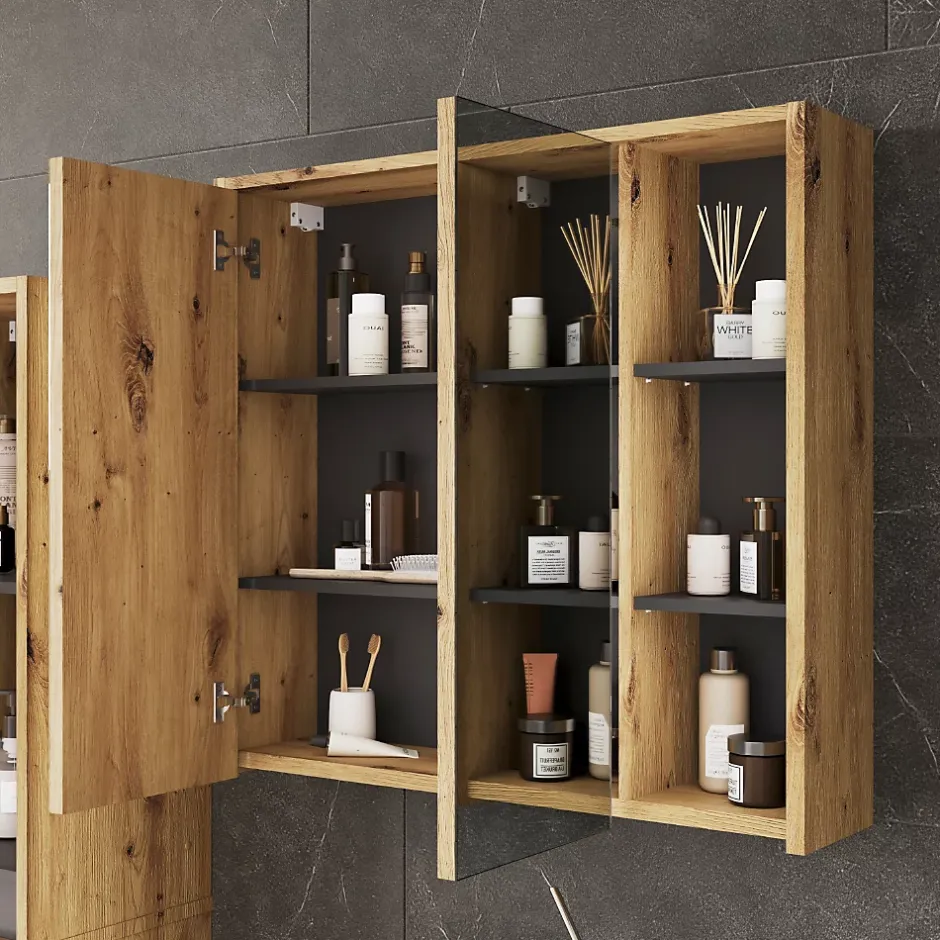 Vicco Armoire de toilette Artisan/gris 80x75cm avec des étagères ouvertes* Armoire De Toilette