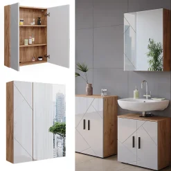 Vicco Armoire de toilette Chêne doré/blanc brillant 60x75cm* Armoire De Toilette