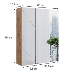 Vicco Armoire de toilette Chêne doré/blanc brillant 60x75cm* Armoire De Toilette