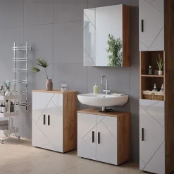 Vicco Armoire de toilette Chêne doré/blanc brillant 60x75cm* Armoire De Toilette