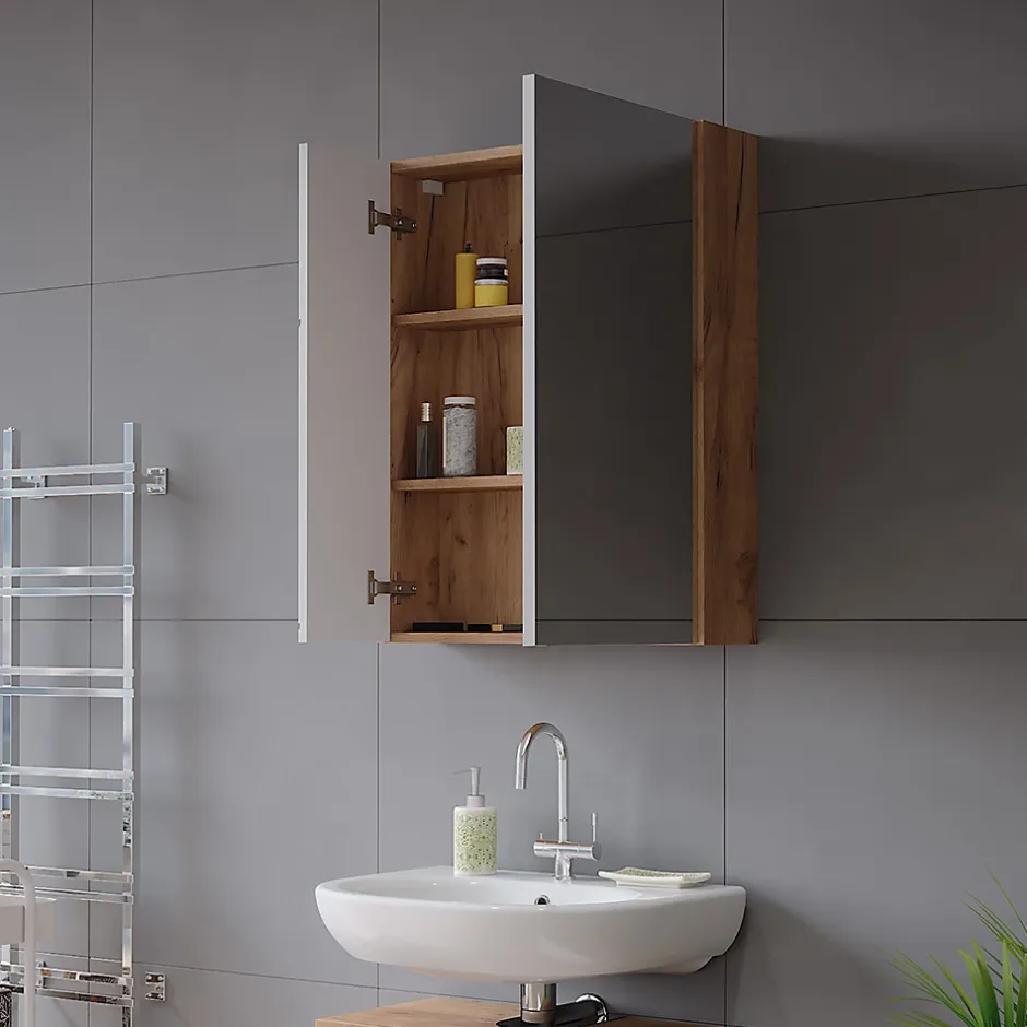 Vicco Armoire de toilette Chêne doré/blanc brillant 60x75cm* Armoire De Toilette