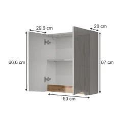 Vicco Armoire de toilette Blanc/Artisan 60x67cm avec étagère réglable en hauteur* Armoire De Toilette