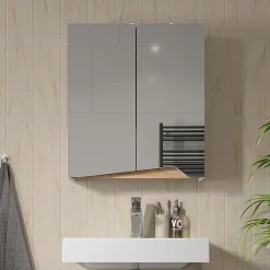 Vicco Armoire de toilette Blanc/Artisan 60x67cm avec étagère réglable en hauteur* Armoire De Toilette