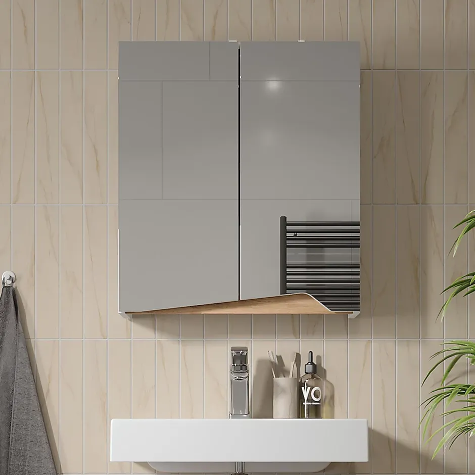Vicco Armoire de toilette Blanc/Artisan 60x67cm avec étagère réglable en hauteur* Armoire De Toilette