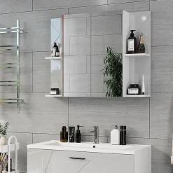 Vicco Armoire de toilette blanc/blanc brillant 100x75cm avec 2 portes* Armoire De Toilette