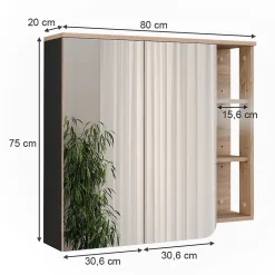 Vicco Armoire de toilette Sonoma/Anthracite 80x75cm* Armoire De Toilette