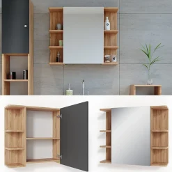 Vicco Armoire de toilette Chêne de force doré 79.6x64cm