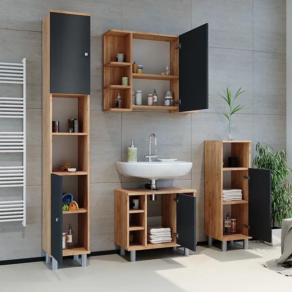 Vicco Armoire de toilette Chêne de force doré 79.6x64cm