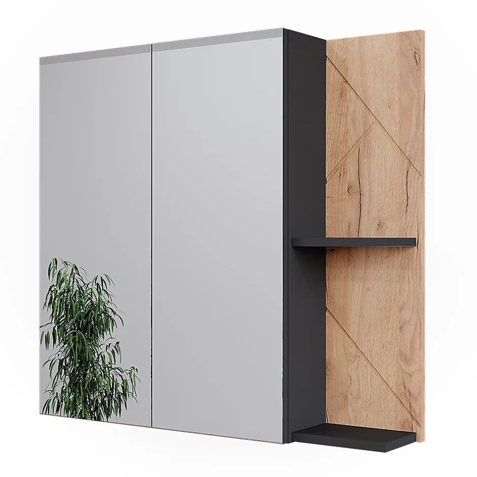 Vicco Armoire de toilette Anthracite/chêne doré 80x75cm* Armoire De Toilette