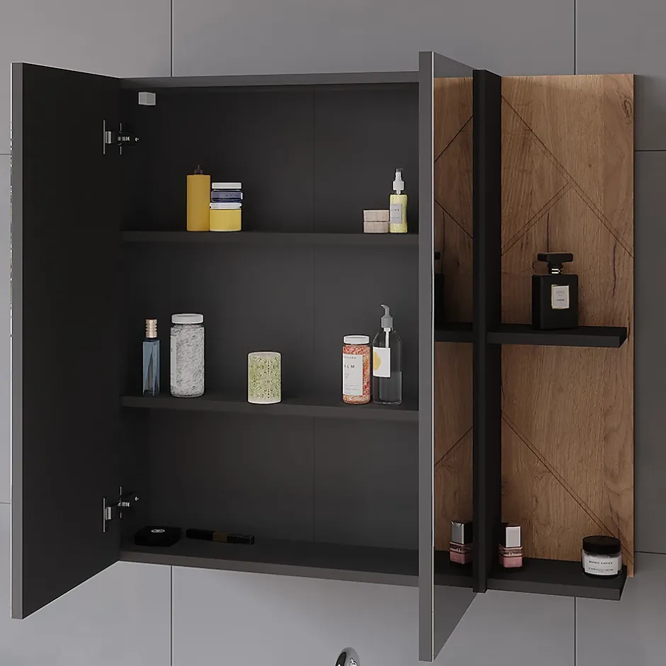 Vicco Armoire de toilette Anthracite/chêne doré 80x75cm* Armoire De Toilette