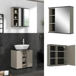Vicco Armoire de toilette Grège 60x60cm avec miroir* Armoire De Toilette