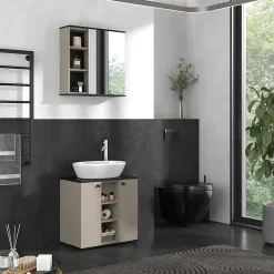 Vicco Armoire de toilette Grège 60x60cm avec miroir* Armoire De Toilette