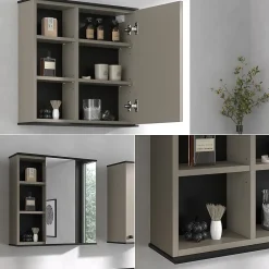 Vicco Armoire de toilette Grège 60x60cm avec miroir* Armoire De Toilette