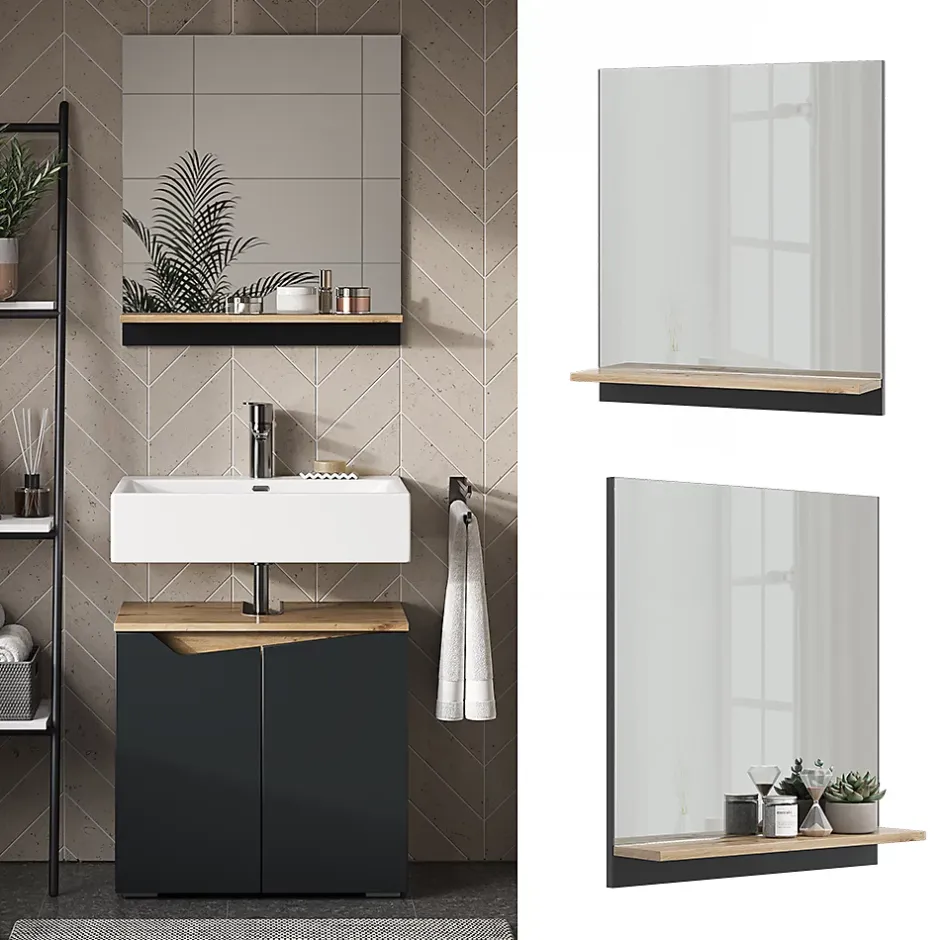 Vicco Armoire de toilette Anthracite 60x67cm avec étagère