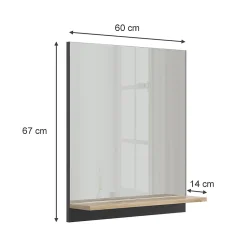 Vicco Armoire de toilette Anthracite 60x67cm avec étagère