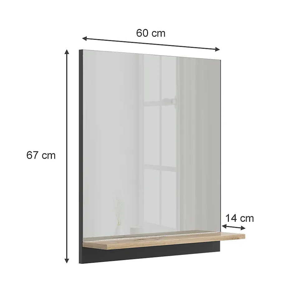 Vicco Armoire de toilette Anthracite 60x67cm avec étagère