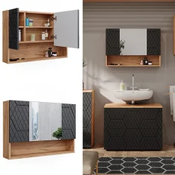 Vicco Armoire de toilette Anthracite avec structure en nid dabeille 80.1x55cm* Armoire De Toilette