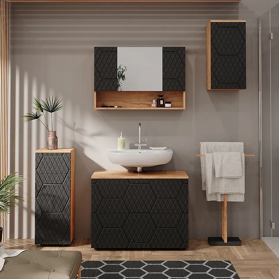 Vicco Armoire de toilette Anthracite avec structure en nid dabeille 80.1x55cm* Armoire De Toilette