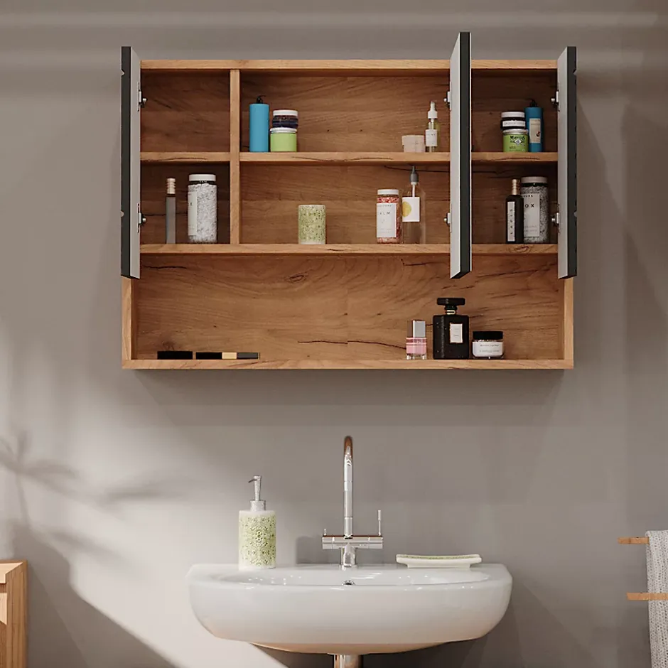 Vicco Armoire de toilette Anthracite avec structure en nid dabeille 80.1x55cm* Armoire De Toilette