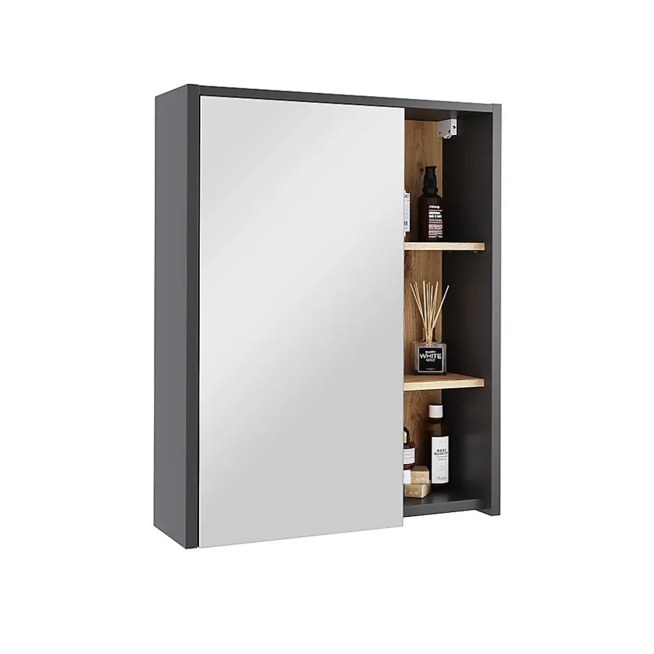 Vicco Armoire de toilette Gris/Artisan 60x75cm avec des étagères ouvertes* Armoire De Toilette