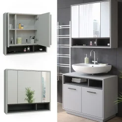 Vicco Armoire de toilette Gris/Anthracite 80x72cm* Armoire De Toilette