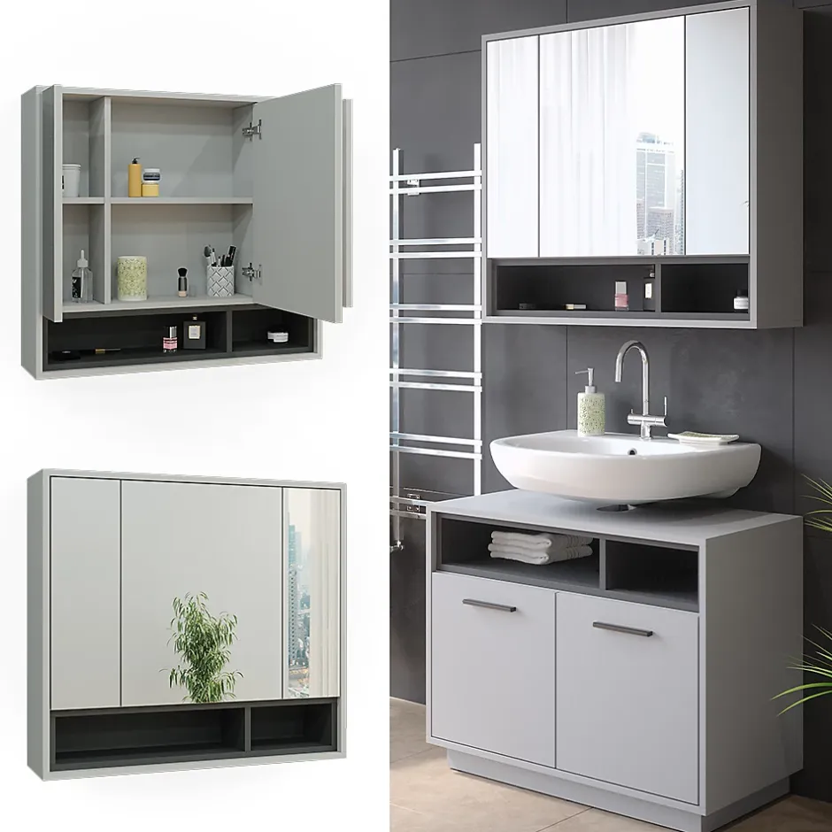 Vicco Armoire de toilette Gris/Anthracite 80x72cm* Armoire De Toilette