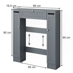 Vicco Armoire de toilette Gris 89x99cm avec 2 distributeurs de papier toilette