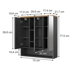 Vicco Armoire de toilette Anthracite 70x77.5cm* Armoire De Toilette