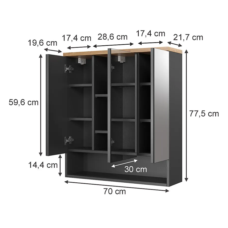 Vicco Armoire de toilette Anthracite 70x77.5cm* Armoire De Toilette